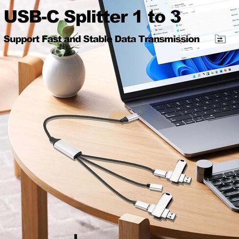 Type-C Splitter 1 في 3 Or USB-C ذكر إلى 3 USB C كابل أنثى شحن كابل محول الفاصل Multi Port OTG مزود بنقل البيانات in Kuwait