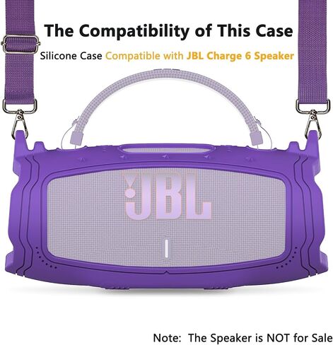 علبة تغطية السيليكون لـ JBL Charge 6 ملحقات مكبر صوت Bluetooth المحمولة ، شحن 6 حالة حماية من مكبرات الصوت مع حزام الكتف (غطاء أرجواني) in Kuwait