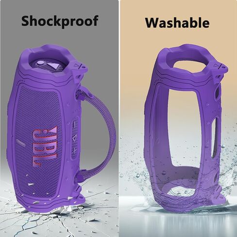 علبة تغطية السيليكون لـ JBL Charge 6 ملحقات مكبر صوت Bluetooth المحمولة ، شحن 6 حالة حماية من مكبرات الصوت مع حزام الكتف (غطاء أرجواني) in Kuwait