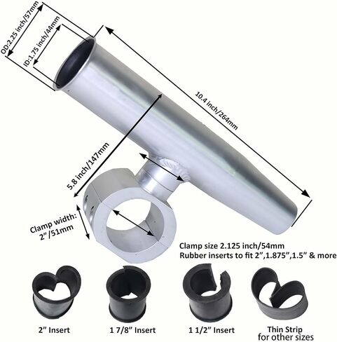 2 PCS T-Top Rod Holder Single Aluminum clamp on fit 1.5",1.875",2" inch Horizontal or Vertical Fishing Boat Tower/Leaning Post/Rail in Saudi Arabia
