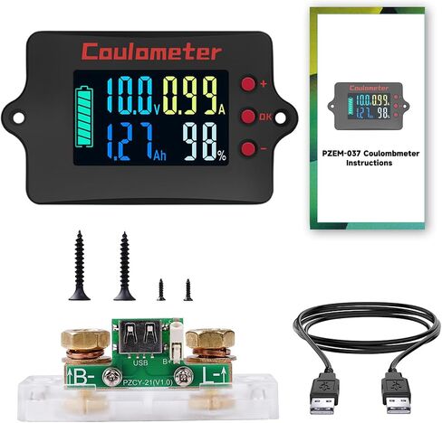ZPSHYD Coulometer, DC 8-120V 100A Battery Capacity Tester with Shunt, Monochrome Screen Digital Voltmeter Ammeter for RV, Electric Vehicle, Solar Systems and Battery Monitoring in Saudi Arabia