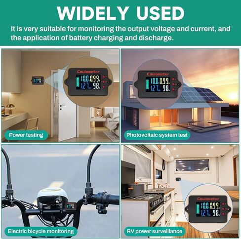 ZPSHYD Coulometer, DC 8-120V 100A Battery Capacity Tester with Shunt, Monochrome Screen Digital Voltmeter Ammeter for RV, Electric Vehicle, Solar Systems and Battery Monitoring in Saudi Arabia