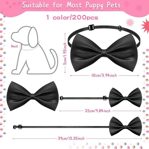 200 Pieces Bulk Dog Bow Ties with Adjustable Collar 19 Colors Puppy Cat Dog Neck Tie Collars Pet Grooming Accessories for Little Medium Girl Boy Pet Holiday Festival Wedding Birthday Gift Party in Saudi Arabia