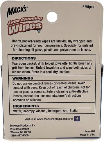 Mack's Lens Cleaning Wipes - 6 Count in Saudi Arabia