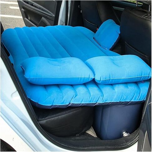 Multifunctional Car Travel Bed Mattress with Two Air Pillows, Car Air Pump and Repair kit for All Cars Full Blue in Saudi Arabia