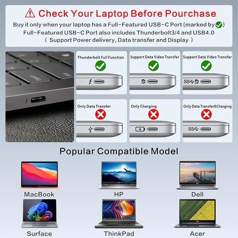 Adjustable Laptop Stand for Desk with Docking Station 11-in-1, Aluminum Laptop Riser with USB Hub 360°Swivel Dual Display 4K60Hz HDMI Gigabit Ethernet USB3.0 PD100W for MacBook Pro Air/Dell/HP 7-15.6" in Kuwait