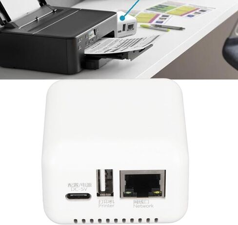 Print Server ، محول خادم الطابعة LAN USB 2.0 ، 1 منفذ N USB 2.0 شبكة طباعة شبكة مع منفذ النوع C ومنفذ USB لـ Linux 3.4 (سدادة الولايات المتحدة) in Saudi Arabia