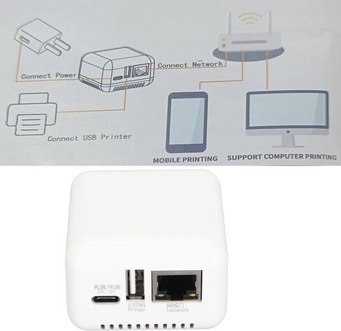Print Server ، محول خادم الطابعة LAN USB 2.0 ، 1 منفذ N USB 2.0 شبكة طباعة شبكة مع منفذ النوع C ومنفذ USB لـ Linux 3.4 (سدادة الولايات المتحدة) in Saudi Arabia