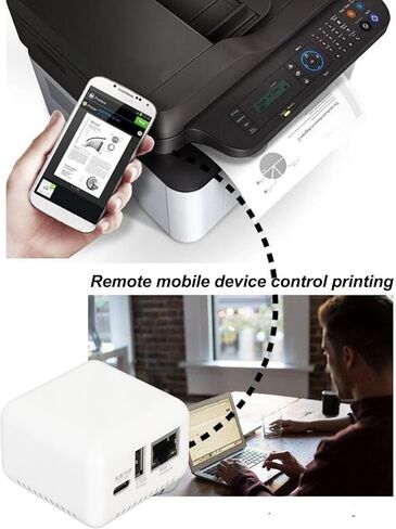 Print Server ، محول خادم الطابعة LAN USB 2.0 ، 1 منفذ N USB 2.0 شبكة طباعة شبكة مع منفذ النوع C ومنفذ USB لـ Linux 3.4 (سدادة الولايات المتحدة) in Saudi Arabia