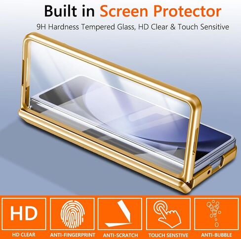 بالنسبة إلى Samsung Galaxy Z Fold 6 CASE مع حامل القلم S & Slim Stylus ، حالة هاتف جلدية PO6 مع Kickstand مدمجة في واقي كاميرا واقي واقي من أجل Z Fold6 Gold+Coffee in Kuwait