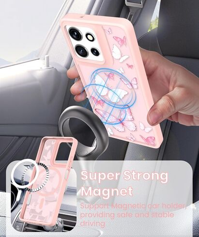 for Motorola Moto G Power 5G 2025 Floral Phone Case with 2X Screen Protector, Military Grade Magnetic Translucent Matte Girls Women Flower Pattern Protective Cover (Purple) in Saudi Arabia