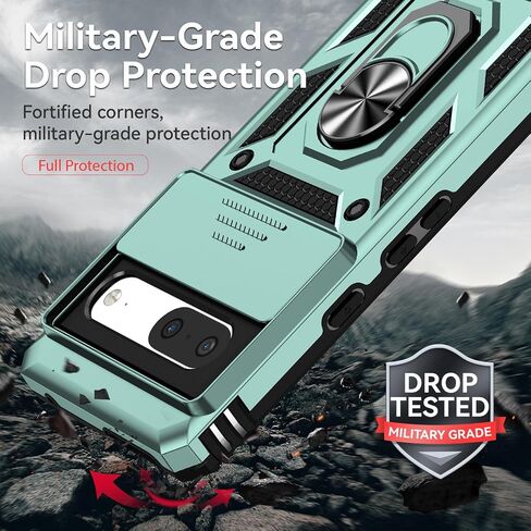 for Pixel 7 Case with Screen Protector: [Military Grade 20ft. Drop Tested] Ring Shockproof Protective Phone Case for - Google Pixel 7 (Dark Green) in Kuwait