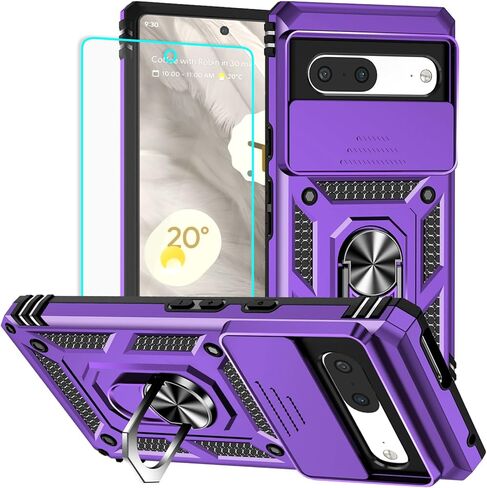 for Pixel 7 Case with Screen Protector: [Military Grade 20ft. Drop Tested] Ring Shockproof Protective Phone Case for - Google Pixel 7 (Dark Green) in Kuwait