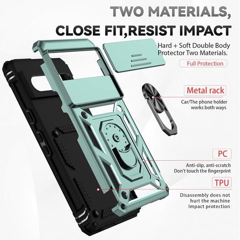 for Pixel 7 Case with Screen Protector: [Military Grade 20ft. Drop Tested] Ring Shockproof Protective Phone Case for - Google Pixel 7 (Dark Green) in Kuwait
