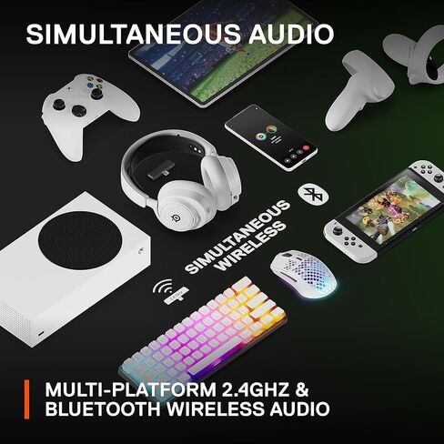 Arctis Nova 7x اللاسلكي ألعاب متعددة الأنظمة وسماعات الرأس المحمولة - نظام Nova Acoustic - 2.4 جيجا هرتز + بلوتوث - بطارية 38 ساعة - USB -C - Clearcast Gen2 MIC - Xbox Series X | S ، PS5 ، Switch - White - White in Saudi Arabia