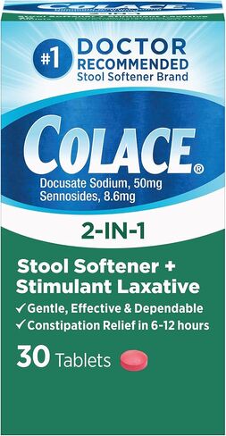 Colace 2-in-1 Stool Softener + Stimulant Laxative, 60 Tablets (Pack of 2) in Kuwait