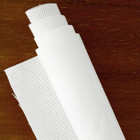 Essentials By Leisure Arts Aida Cloth, 11 Count, 30" x 36", Pure White Cross Stitch Fabric for Embroidery, Cross Stitch, Machine Embroidery and Needlepoint in Kuwait