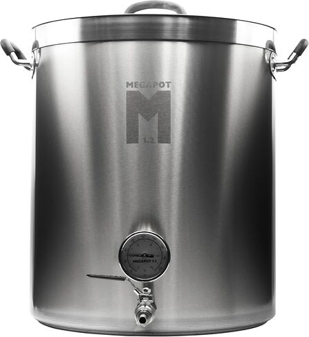 Northern Brewer - MegaPot Stainless Steel Brew Kettle with Volume Markings (8 Gallon w/Valve and Thermometer) in Kuwait