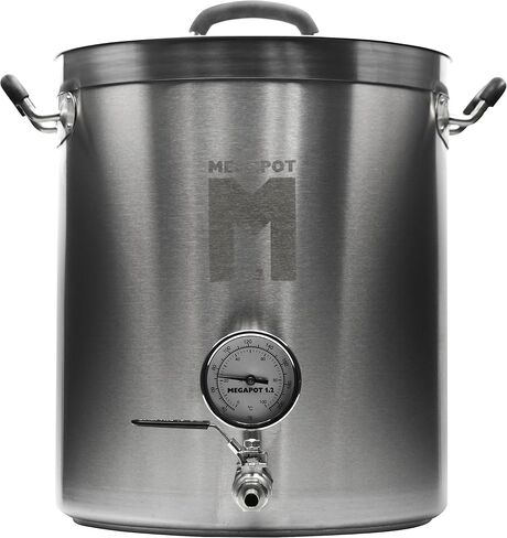 Northern Brewer - MegaPot Stainless Steel Brew Kettle with Volume Markings (8 Gallon w/Valve and Thermometer) in Kuwait