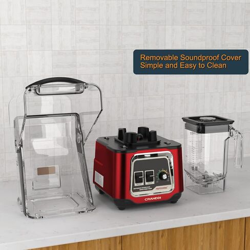 CRANDDI Commercial Blender, 2200W Countertop Blenders with Removable Shield, Quiet Smoothie Blender for Shakes and Ice Crushing, 52oz, 38000 RPM Professional Blenders for Kitchen, K80 (Red) in Saudi Arabia