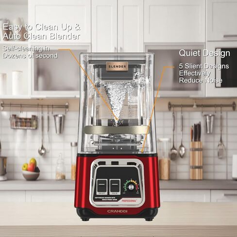 CRANDDI Commercial Blender, 2200W Countertop Blenders with Removable Shield, Quiet Smoothie Blender for Shakes and Ice Crushing, 52oz, 38000 RPM Professional Blenders for Kitchen, K80 (Red) in Saudi Arabia