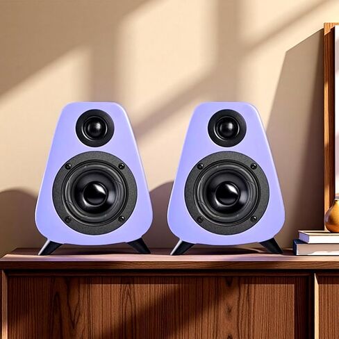 AS31 Active Bookshelf Speakers Bluetooth -2.0 Powered Speaker Stereo Computer Speakers for Desktop pc ，Monitor Speakers 80WRMS/3inch Bass RCA/Optic Inputs, Wooden Compact Purple in Saudi Arabia