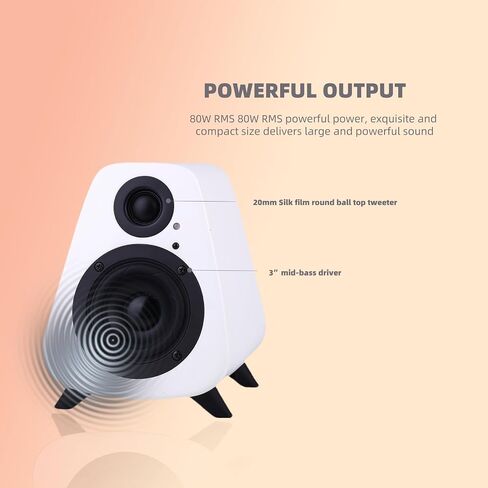 AS31 Active Bookshelf Speakers Bluetooth -2.0 Powered Speaker Stereo Computer Speakers for Desktop pc ，Monitor Speakers 80WRMS/3inch Bass RCA/Optic Inputs, Wooden Compact Purple in Saudi Arabia