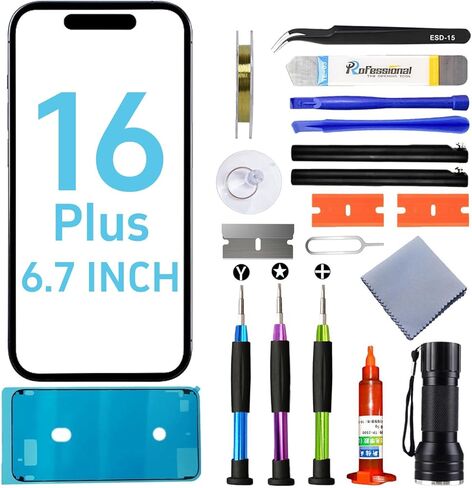 للحصول على استبدال شاشة iPhone 16 Pro Max ، استبدال الزجاج لـ iPhone 16 Pro Max 6.9 بوصة ، مجموعة إصلاح الشاشة مع مادة لاصقة للماء (لا يوجد رقم OLED & Touch Digitizer) in Kuwait