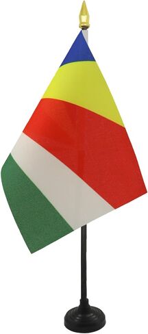 AZ FLAG Gabon Table Flag 4'' x 6'' - Gabonese Desk Flag 15 x 10 cm - Golden Spear top in Saudi Arabia
