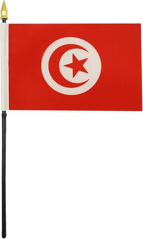 AZ FLAG Gabon Table Flag 4'' x 6'' - Gabonese Desk Flag 15 x 10 cm - Golden Spear top in Saudi Arabia