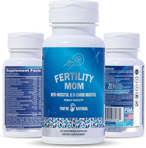 YOU'RE NATURAL Conception Fertility Vitamins for Women | Myo-Inositol, D-Chiro Inositol & Folate | Regulates Cycle | Aid Ovulation | Hormonal & Ovarian Support | Vitex | 30 Day Supply in Saudi Arabia