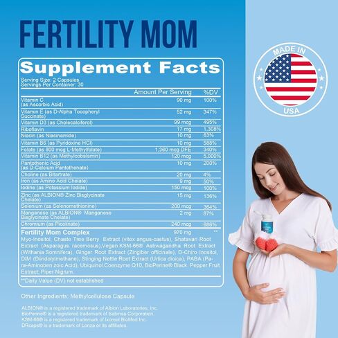 YOU'RE NATURAL Conception Fertility Vitamins for Women | Myo-Inositol, D-Chiro Inositol & Folate | Regulates Cycle | Aid Ovulation | Hormonal & Ovarian Support | Vitex | 30 Day Supply in Saudi Arabia