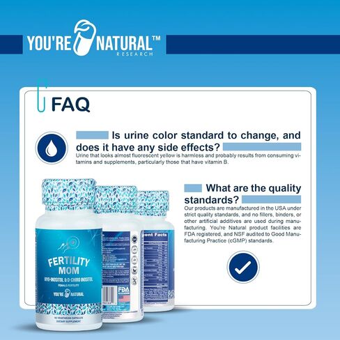 YOU'RE NATURAL Conception Fertility Vitamins for Women | Myo-Inositol, D-Chiro Inositol & Folate | Regulates Cycle | Aid Ovulation | Hormonal & Ovarian Support | Vitex | 30 Day Supply in Saudi Arabia