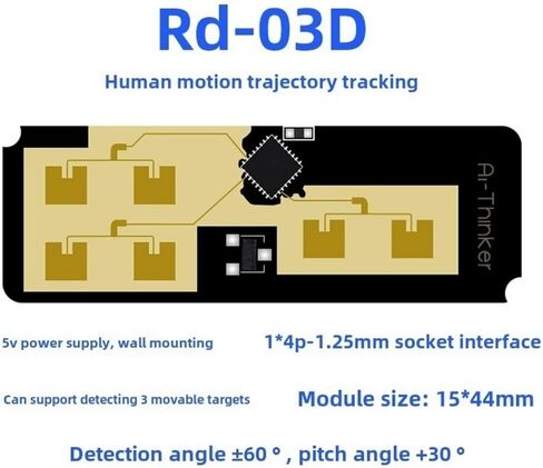 RD-03D 24G RD-03 توضع مسار الحركة البشرية متعددة الهدفون وتتبع وحدة رادار التتبع ، مستشعر هوائي كهروضوئي PCB ، RD-03D MMWAVE RADAR ، تتبع دقيق (RD-03D الوحدة النمطية 1PC) in Saudi Arabia