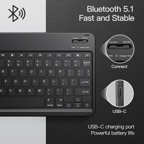 JETech Keyboard Case for iPad (A16) 11th/10th Generation (2025/2022) with Pencil Holder, Magnetic Detachable Bluetooth Wireless Keyboard, Soft TPU Back Stand Cover (Black) in Saudi Arabia