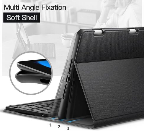 JETech Keyboard Case for iPad (A16) 11th/10th Generation (2025/2022) with Pencil Holder, Magnetic Detachable Bluetooth Wireless Keyboard, Soft TPU Back Stand Cover (Black) in Saudi Arabia