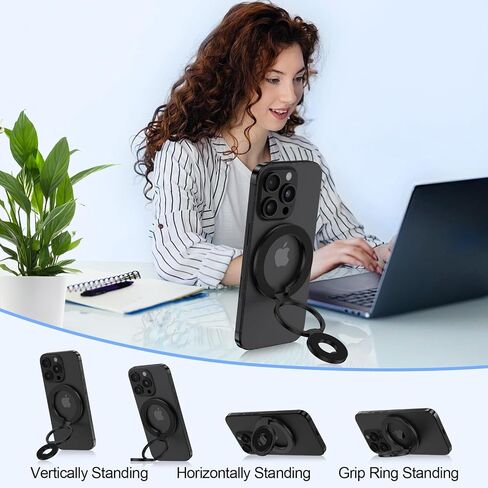 Magnetic Phone Ring Holder for Samsung Galaxy S25 Ultra S25 S24 FE S24 Ultra, Removable Magsafe Phone Grip with Kickstand for iPhone 16e 16 Pro Max 16 Plus 15 14 13 12 Pro Max, Fit Magnetic Car Mount in Saudi Arabia