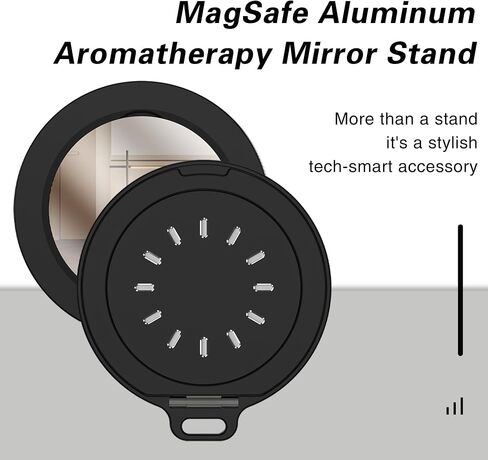 BAISRKE Magnetic Phone Grip Holder with 2 Detachable Lanyards (Wrist & Neck) – Aluminum Stand with Mirror & Perfume Slot, Fits iPhone 16 Pro Max/Plus/15/14/13/12 & Android-Black in Kuwait