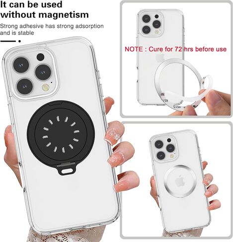 BAISRKE Magnetic Phone Grip Holder with 2 Detachable Lanyards (Wrist & Neck) – Aluminum Stand with Mirror & Perfume Slot, Fits iPhone 16 Pro Max/Plus/15/14/13/12 & Android-Black in Kuwait