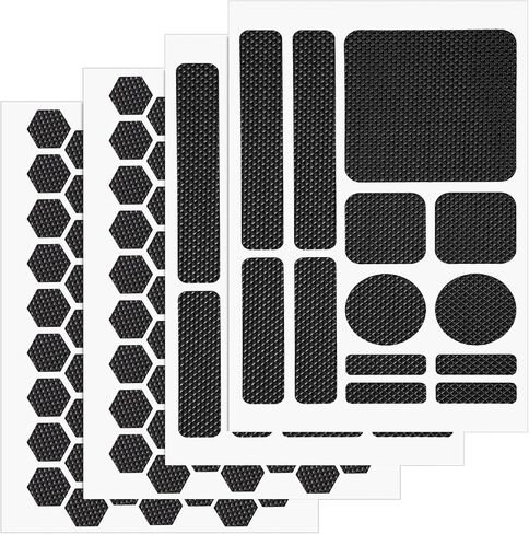 4pcs Phone Grip Tapes, Hexagonal and Round Anti-Slip Phone Case Grip Tape Stickers Waterproof Pre-Cut Strips Decal Perfect Accessories for Cellphone Controller Mouse Laptop(Black) in Saudi Arabia