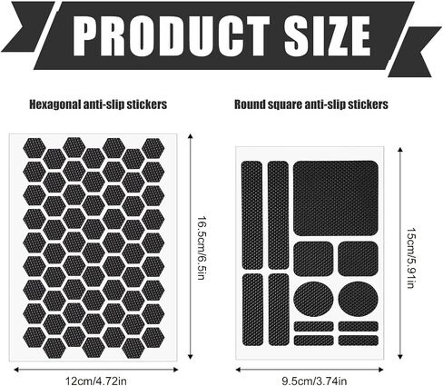 4pcs Phone Grip Tapes, Hexagonal and Round Anti-Slip Phone Case Grip Tape Stickers Waterproof Pre-Cut Strips Decal Perfect Accessories for Cellphone Controller Mouse Laptop(Black) in Saudi Arabia