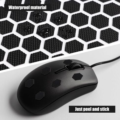 4pcs Phone Grip Tapes, Hexagonal and Round Anti-Slip Phone Case Grip Tape Stickers Waterproof Pre-Cut Strips Decal Perfect Accessories for Cellphone Controller Mouse Laptop(Black) in Saudi Arabia