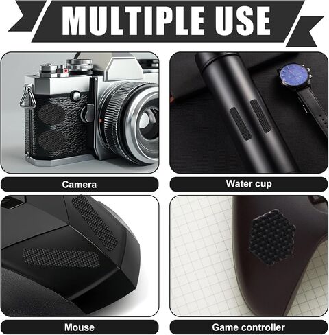 4pcs Phone Grip Tapes, Hexagonal and Round Anti-Slip Phone Case Grip Tape Stickers Waterproof Pre-Cut Strips Decal Perfect Accessories for Cellphone Controller Mouse Laptop(Black) in Saudi Arabia