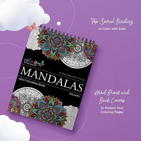 Mandala Coloring Book for Adults with Thick Artist Quality Paper, Hardback Covers, and Spiral Binding by ColorIt in Saudi Arabia