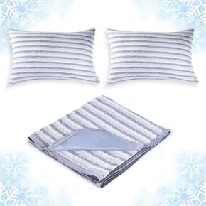 Ailemei Direct Cooling Throw Blanket and Cooling Pillow Cases Standard Size Set of 2 Bundle