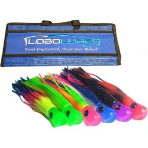 Skipjack Hybrid UV Ahi Tuna Lure Pack 6 Lures 6 Pocket Bag Made in The USA