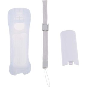 Silicone Back Door Battery Case with Wrist Strap Replacement Kit for WII Remote Control