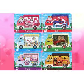 6pcs Animal Crossing New Horizons ACNH Sanrio Mini Card, Villager Furniture Outfits Compatible with Switch/Switch Lite/New 3DS- Rilla, Marty, étoile, Chai, Chelsea, Toby-Big Cards