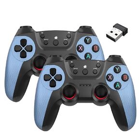 Gaming Controller for 2 Players, 2.4G Dual Handle with USB Receiver, AAA Battery-Powered, Plug-and-Play Ergonomic Gamepad for PC/Laptop/Console -white (Cyan)