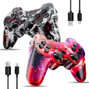 وحدة تحكم Ishako لـ PS3 ، حزمة وحدة التحكم اللاسلكية 2 لـ Sony PlayStation 3 ، التحكم عن بُعد مع إحساس بحركة عالي الأداء 6 محاور ، اهتزاز مزدوج ، بطارية 450mAh مع كابل الشحن